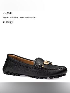 Coach Black Leather Turnlock Driver Moccasins